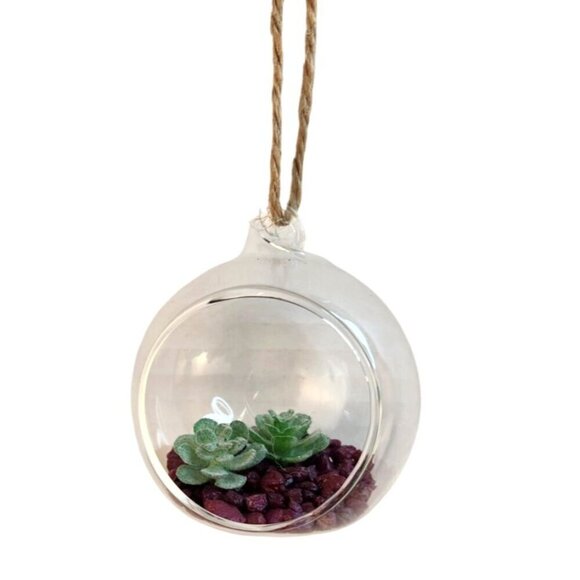 Hanging Glass Ball With Black Metal Stand For Succulents , Air Plants, Tea Light - Picture 9 of 10